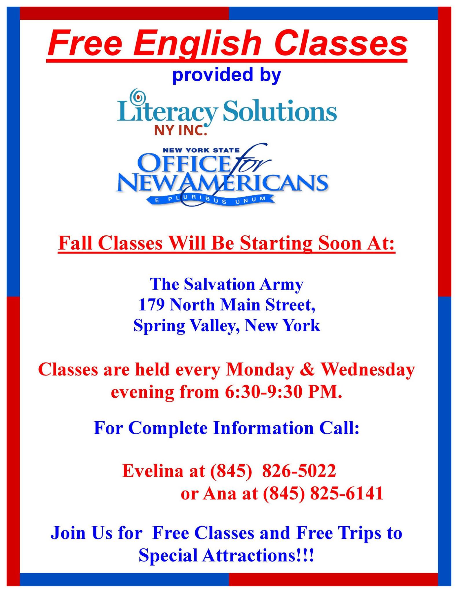 Fall 2023 Rockland English Classes! - Literacy Solutions NY Inc